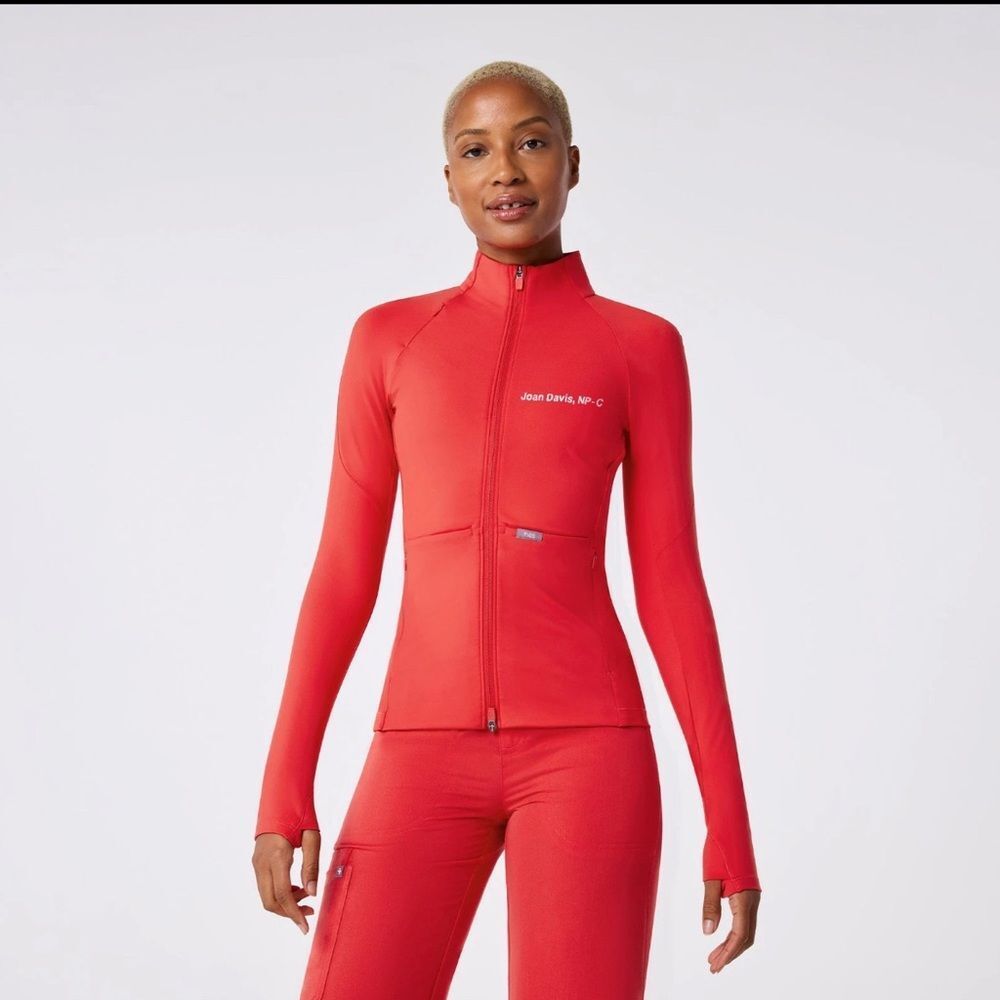 NWT Figs Contour Knit Scrub Jacket Hibiscus